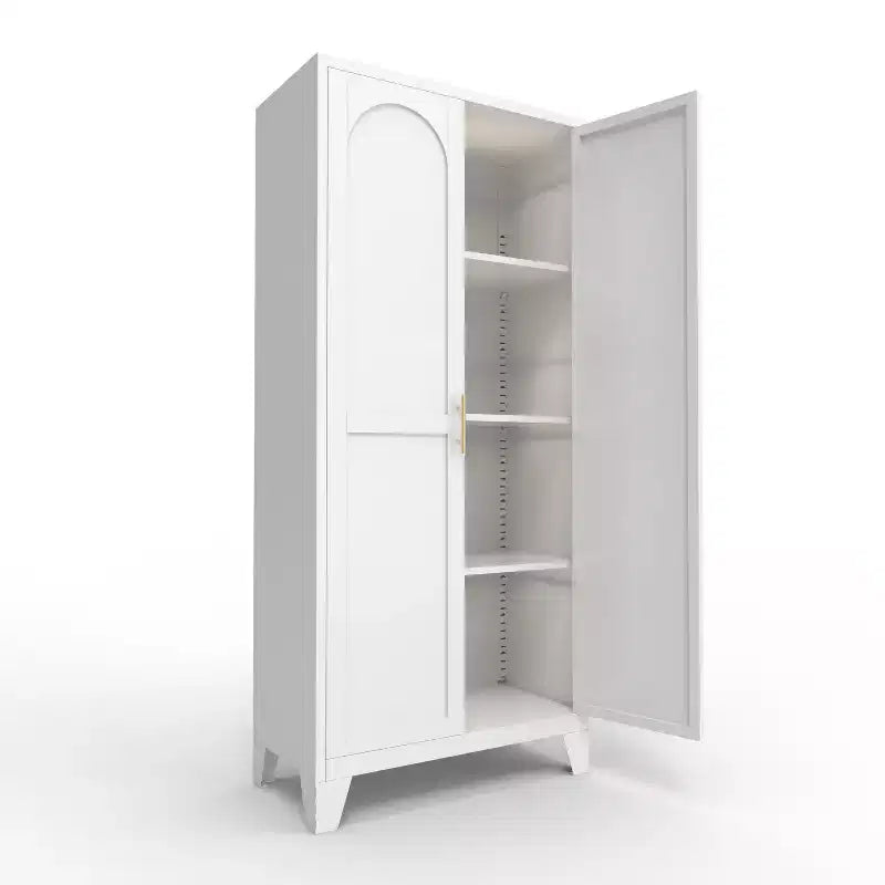 Armoire de rangement métallique avec portes doubles et étagères réglables; Forte capacité de charge; Idéale pour les cuisines, les salons et les chambres