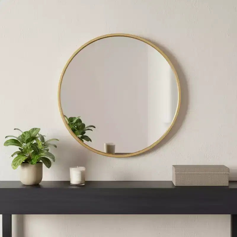 Miroir mural rond en métal noir de 20 po