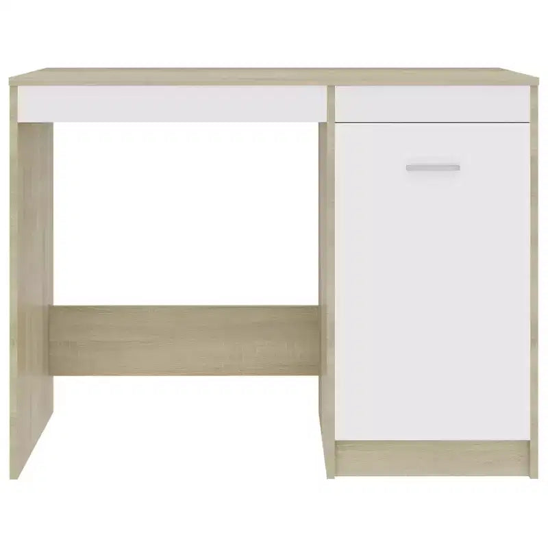 Bureau d'ordinateur moderne Clihome de 100 cm en chêne Sonoma avec armoire de rangement intégrée pour bureau à domicile