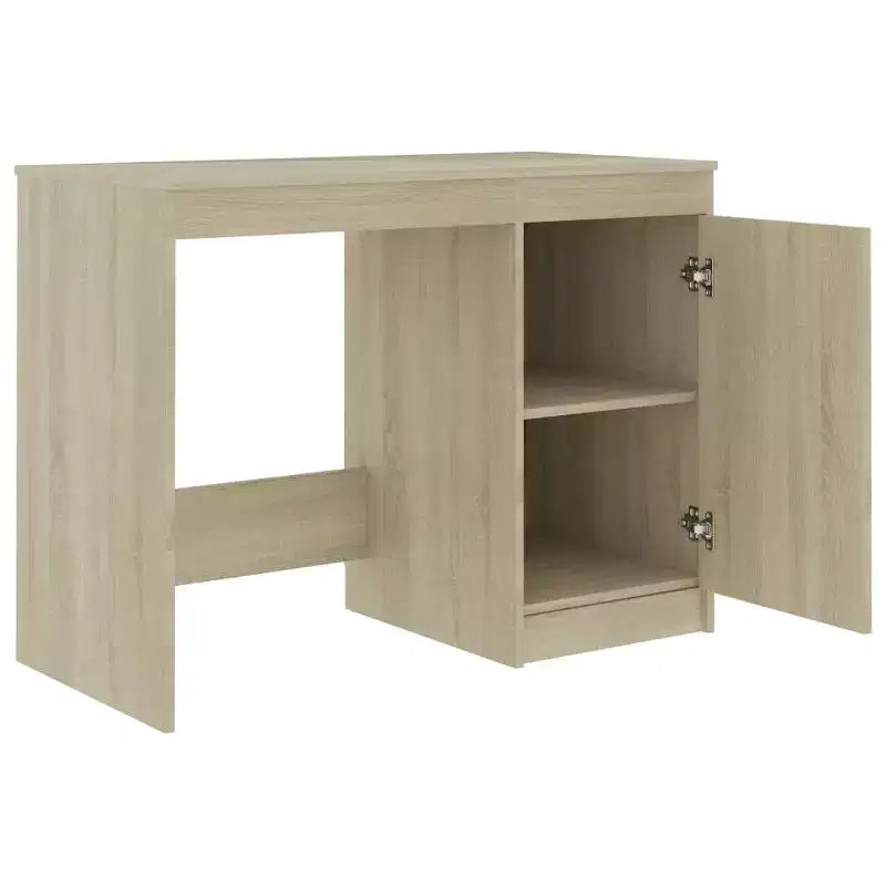 Bureau d'ordinateur moderne Clihome de 100 cm en chêne Sonoma avec armoire de rangement intégrée pour bureau à domicile