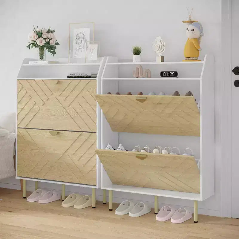 Meuble à chaussures autoportant avec organiseur à 2 tiroirs
