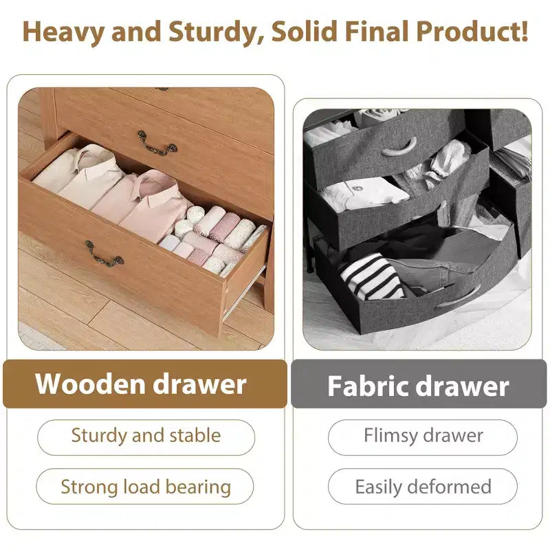 Commode de Ferme à 5 Tiroirs pour Chambre à Coucher, Table de Chevet à 5 Tiroirs avec Design Élégant en V, pour Chambre à Coucher