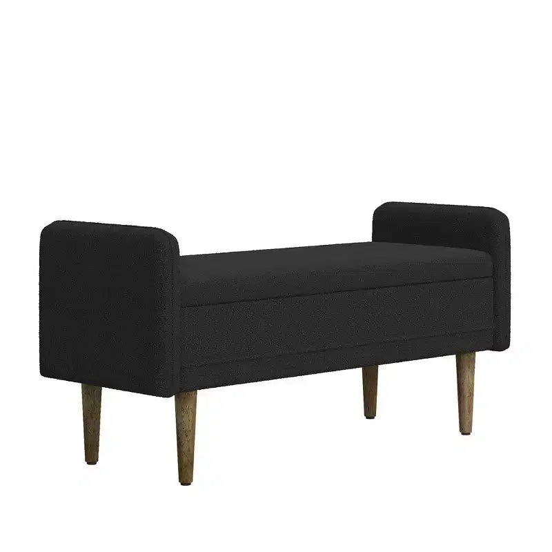 Tabouret de rangement en velours teddy avec espace de rangement, convient aux appartements, salons et chambres.