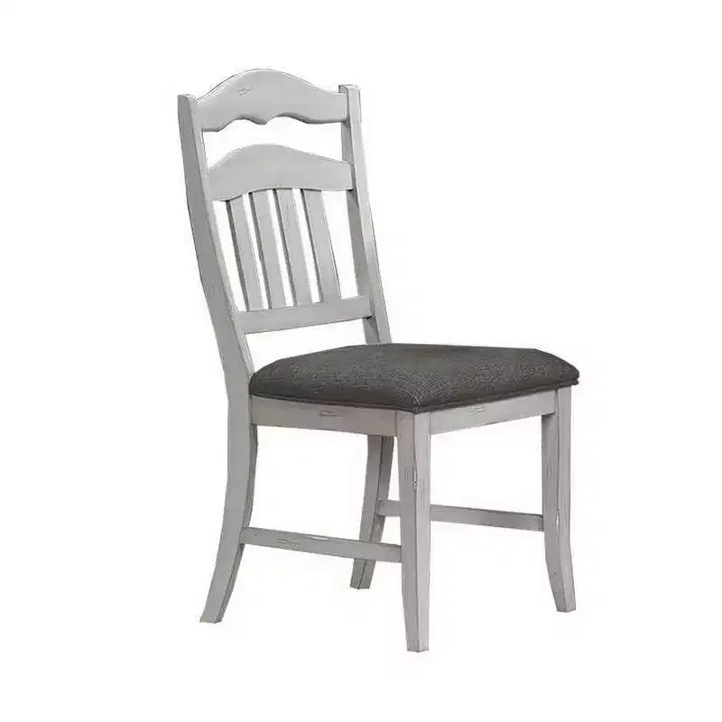 Chaises de salle à manger Royal Hampton, lot de 2, dossier échelle, bois blanc classique, tissu gris