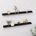 Wall Shelf Set of 2 Black MDF 39.4x3.5x1.2 in Wall mounting