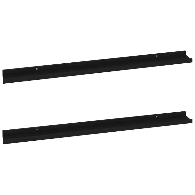 Étagère Murale Lot de 2 MDF Noir 100x9x3 cm Montage mural