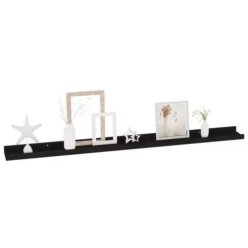 Étagère Murale Lot de 2 MDF Noir 100x9x3 cm Montage mural
