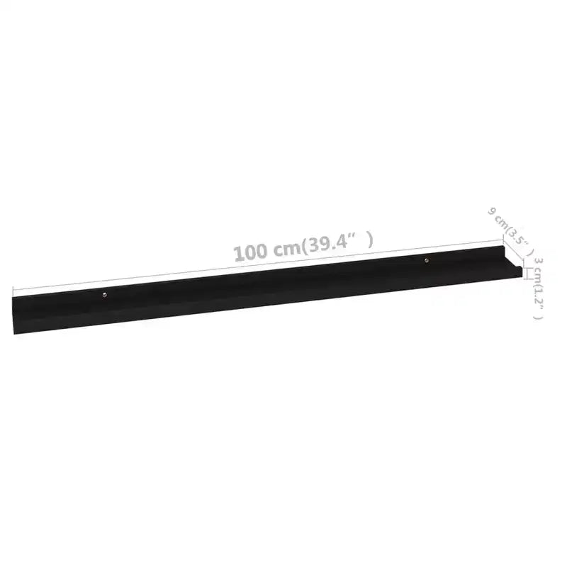 Étagère Murale Lot de 2 MDF Noir 100x9x3 cm Montage mural