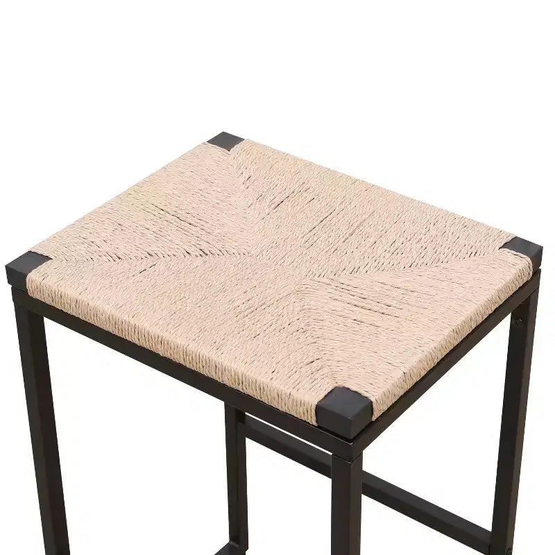 Okak 25Tabourets de bar sans dossier en corde de papier tissée (lot de 2), tabourets de comptoir avec repose-pieds pour table de salle à manger et îlot de cuisine