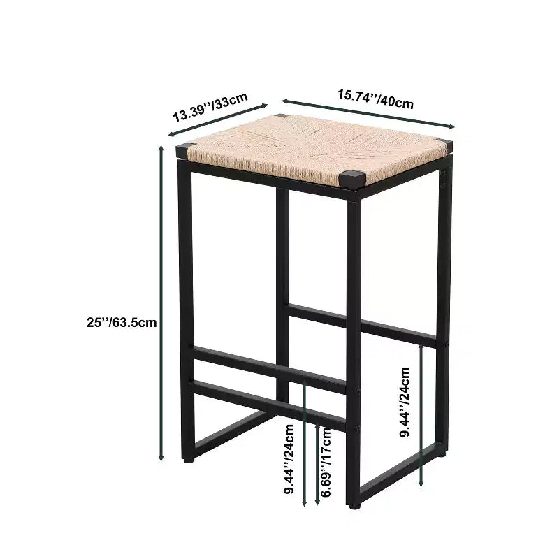 Okak 25Tabourets de bar sans dossier en corde de papier tissée (lot de 2), tabourets de comptoir avec repose-pieds pour table de salle à manger et îlot de cuisine