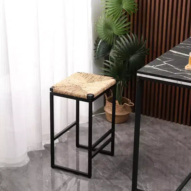 Okak 25Tabourets de bar sans dossier en corde de papier tissée (lot de 2), tabourets de comptoir avec repose-pieds pour table de salle à manger et îlot de cuisine