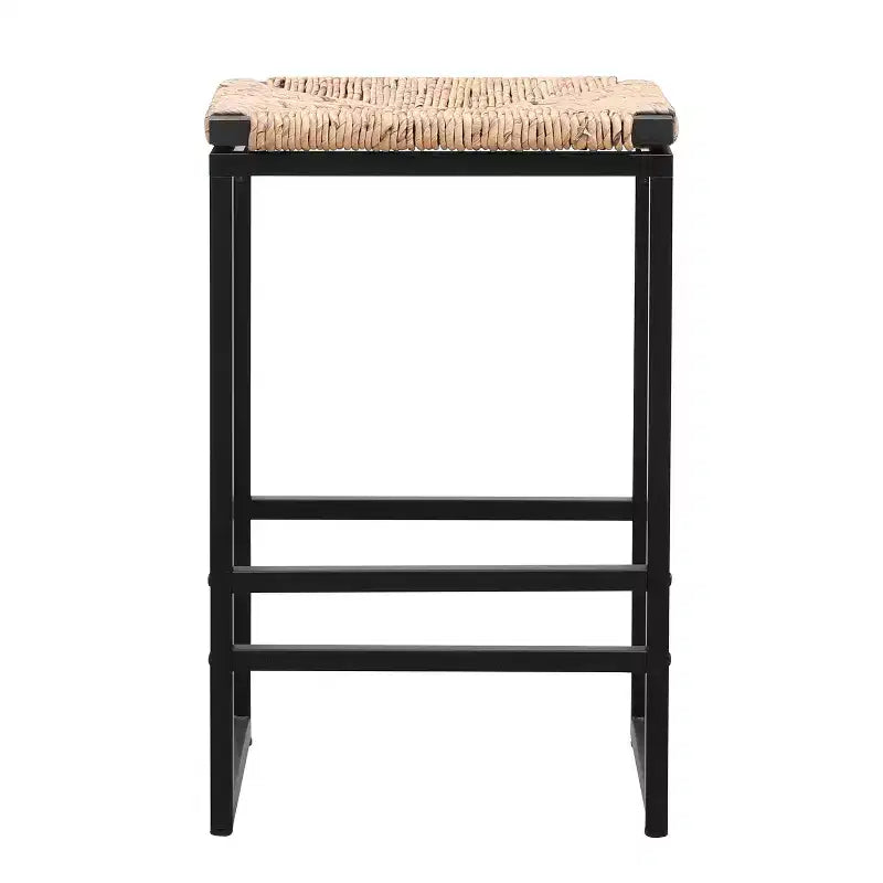 Okak 25Tabourets de bar sans dossier en corde de papier tissée (lot de 2), tabourets de comptoir avec repose-pieds pour table de salle à manger et îlot de cuisine