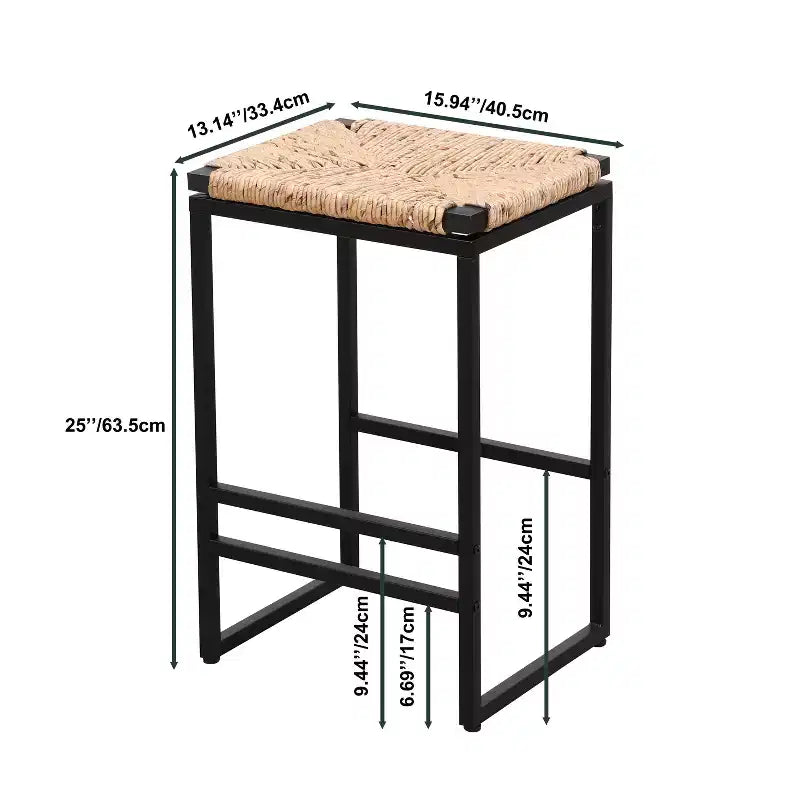 Okak 25Tabourets de bar sans dossier en corde de papier tissée (lot de 2), tabourets de comptoir avec repose-pieds pour table de salle à manger et îlot de cuisine
