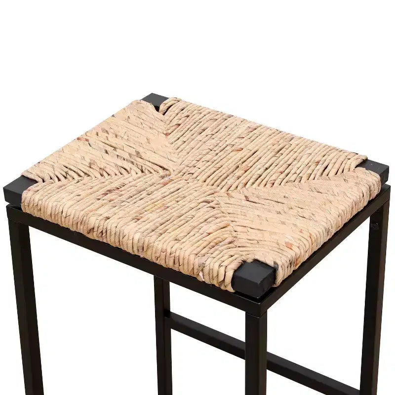 Okak 25Tabourets de bar sans dossier en corde de papier tissée (lot de 2), tabourets de comptoir avec repose-pieds pour table de salle à manger et îlot de cuisine