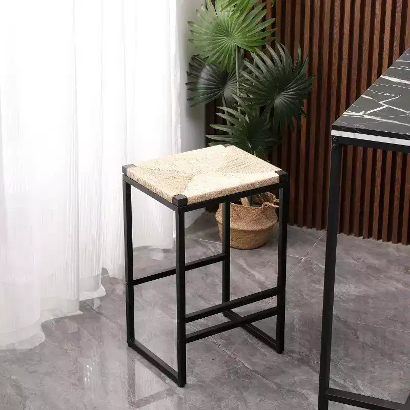 Okak 25Tabourets de bar sans dossier en corde de papier tissée (lot de 2), tabourets de comptoir avec repose-pieds pour table de salle à manger et îlot de cuisine
