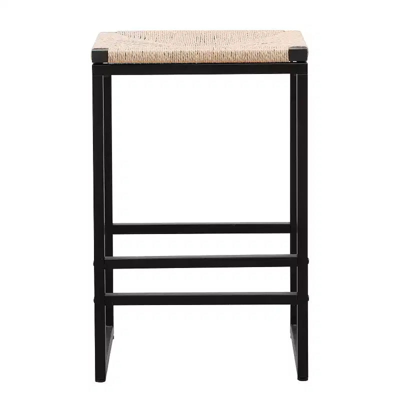 Okak 25Tabourets de bar sans dossier en corde de papier tissée (lot de 2), tabourets de comptoir avec repose-pieds pour table de salle à manger et îlot de cuisine
