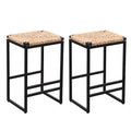 Okak 25Tabourets de bar sans dossier en corde de papier tissée (lot de 2), tabourets de comptoir avec repose-pieds pour table de salle à manger et îlot de cuisine