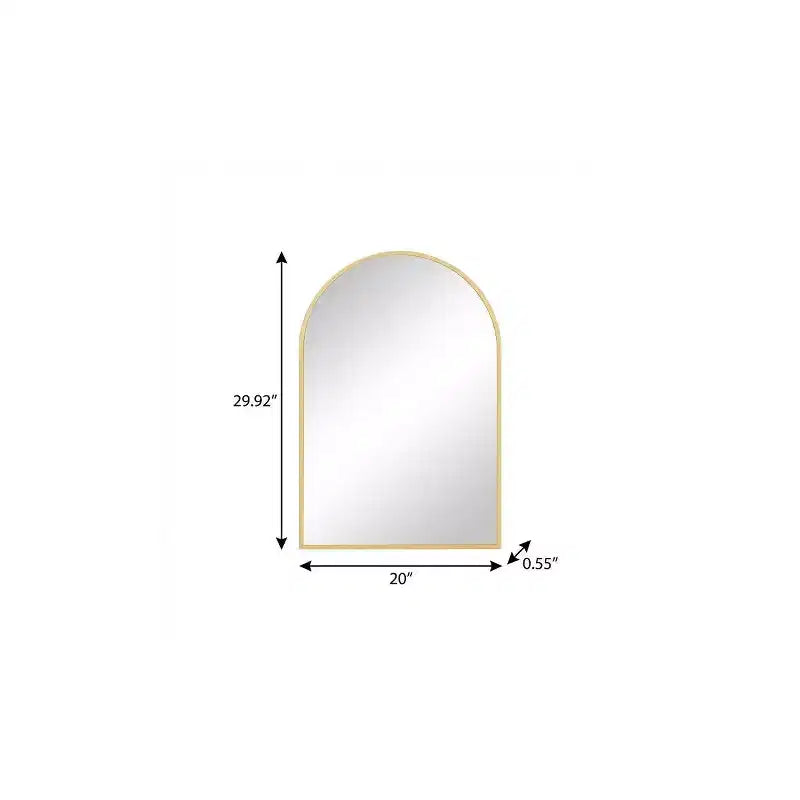 Miroir d'appoint encadré en métal arqué doré 30" HomeRoots