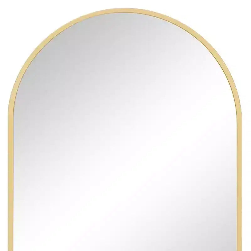 Miroir d'appoint encadré en métal arqué doré 30" HomeRoots