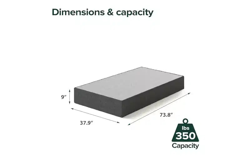 Sommier Zinus 9 pouces Twin WonderBox(TM) Smart Box Spring, base de matelas à montage rapide, cadre métallique durable, gris
