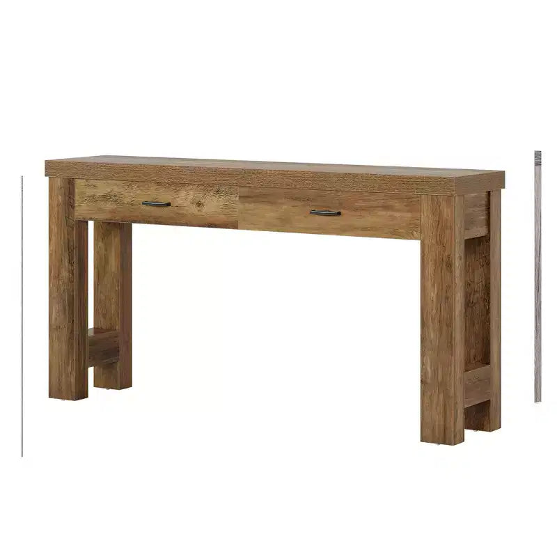 MAYEERTY Table console de ferme de 63 pouces, table d'entrée avec pieds en H et 2 tiroirs