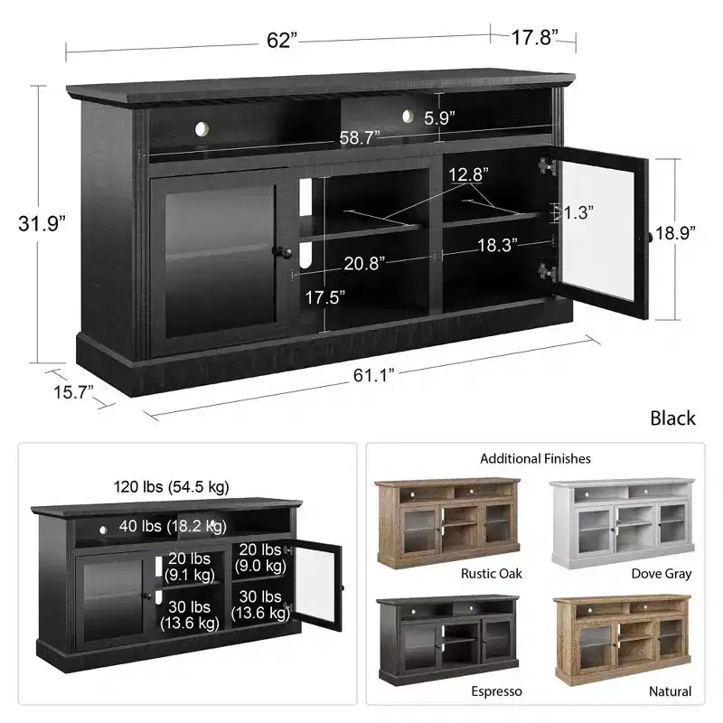JVNOXK Meuble TV Chicago de 157 cm, pouvant accueillir des téléviseurs jusqu'à 65 pouces, avec finition aspect bois clair, rangement ouvert, couleur naturelle