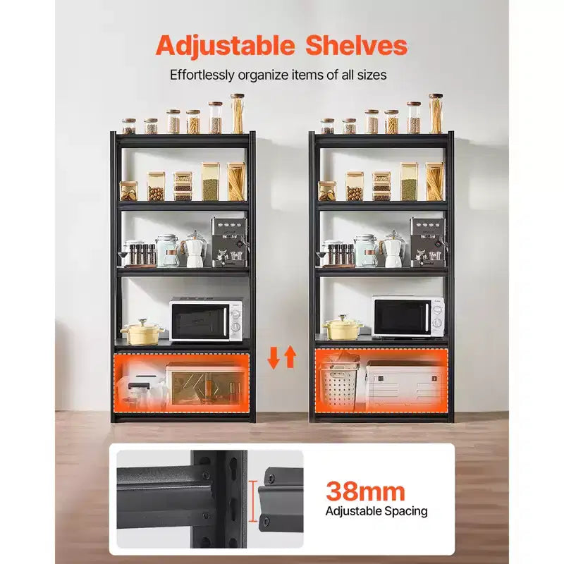 Étagères de Rangement VEVOR, 907 kg, Étagères de Garage à 5 Niveaux, Étagères Métalliques Réglables de 45,7 P x 91,4 L x 182,9 H pour Étagères de Garage, Étagère Utilitaire, Noir