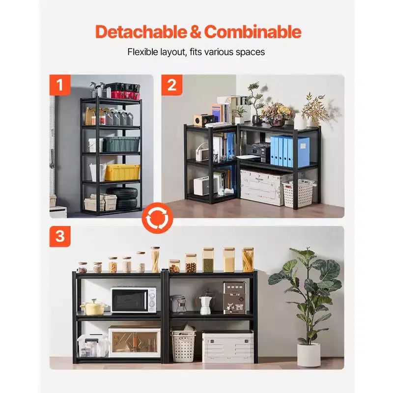 Étagères de Rangement VEVOR, 907 kg, Étagères de Garage à 5 Niveaux, Étagères Métalliques Réglables de 45,7 P x 91,4 L x 182,9 H pour Étagères de Garage, Étagère Utilitaire, Noir