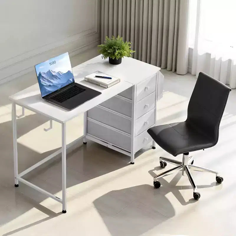 Bureau d'ordinateur VEVOR avec tiroirs en tissu, bureau d'étude et d'écriture réversible de 119,4 cm pour bureau à domicile moderne ou chambre à coucher, blanc