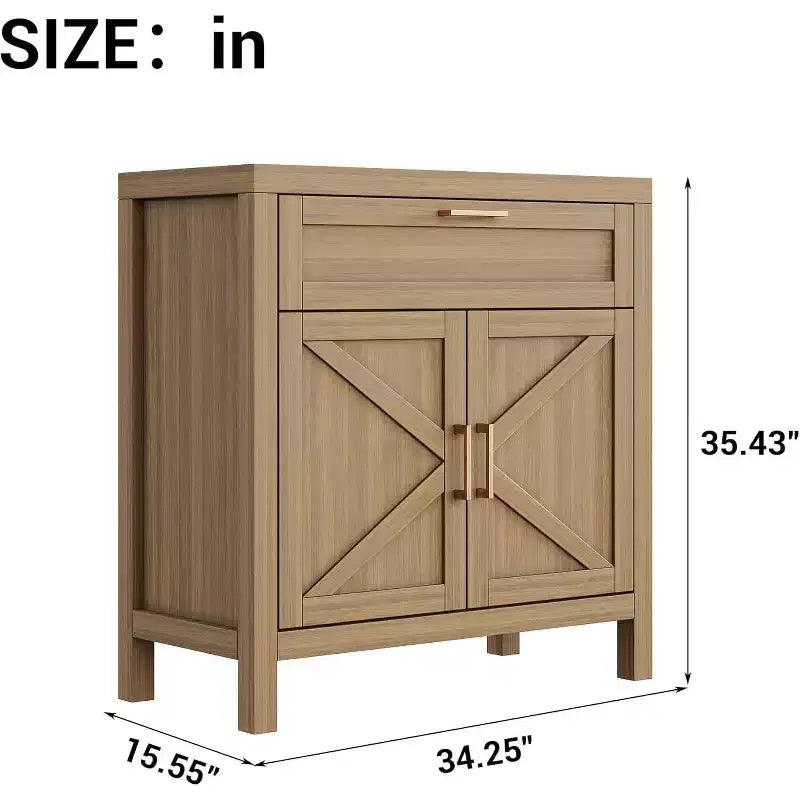 Table de salle à manger style ferme moderne, buffet avec étagère réglable, 2 portes et tiroir, console polyvalente pour cuisine, entrée, bar à café