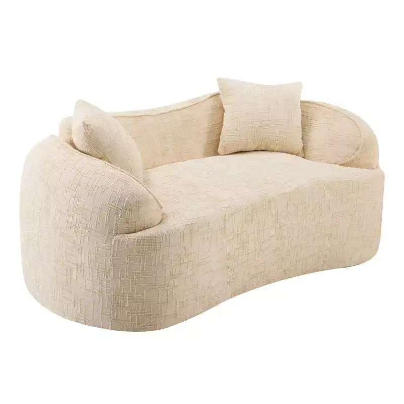 Clihome Curved Two-Person Compress Sofa with Armrests & 2 Pillows