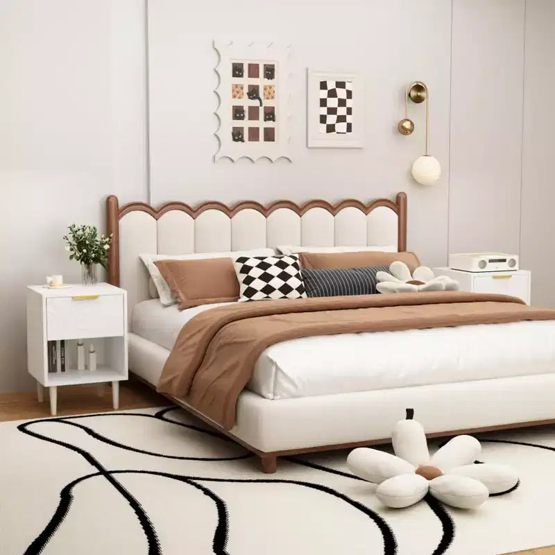22.83 H Chevet moderne blanc avec un tiroir et une étagère ouverte, Poignée dorée - Accent, Idéal pour la décoration de la chambre