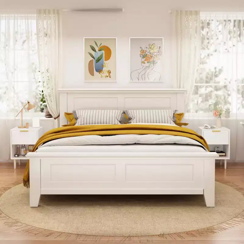 22.83 H Chevet moderne blanc avec un tiroir et une étagère ouverte, Poignée dorée - Accent, Idéal pour la décoration de la chambre