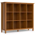 Norfolk SOLID WOOD 48 inch x 57 inch Transitional 12 Cube Storage in Light Golden Brown