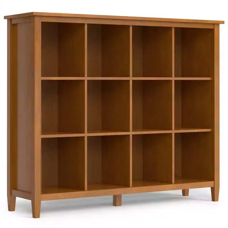 Norfolk SOLID WOOD 48 inch x 57 inch Transitional 12 Cube Storage in Light Golden Brown