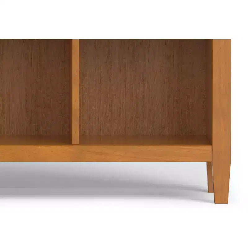 Meuble de rangement 12 casiers transitionnel en BOIS MASSIF Norfolk 48 po x 57 po, brun doré clair
