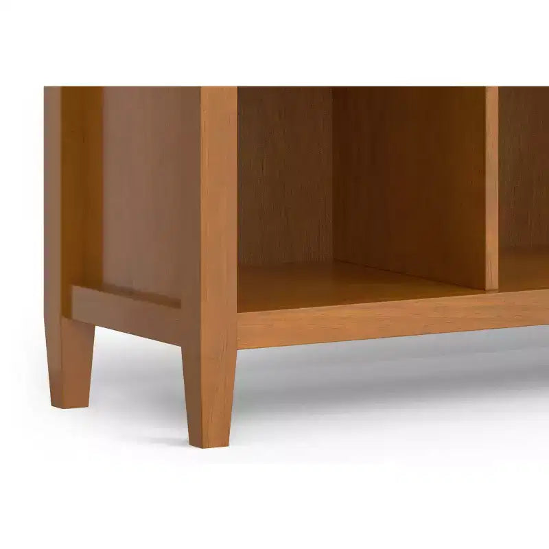 Meuble de rangement 12 casiers transitionnel en BOIS MASSIF Norfolk 48 po x 57 po, brun doré clair