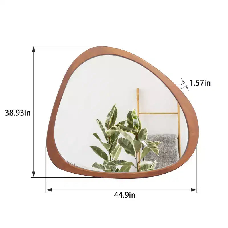 Miroir mural asymétrique en pin massif 45", grand miroir décoratif moderne en forme d'étang organique pour salon - Panipeachy
