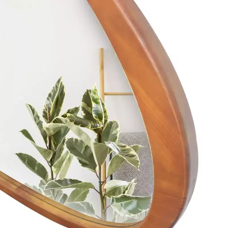 Miroir mural asymétrique en pin massif 45", grand miroir décoratif moderne en forme d'étang organique pour salon - Panipeachy