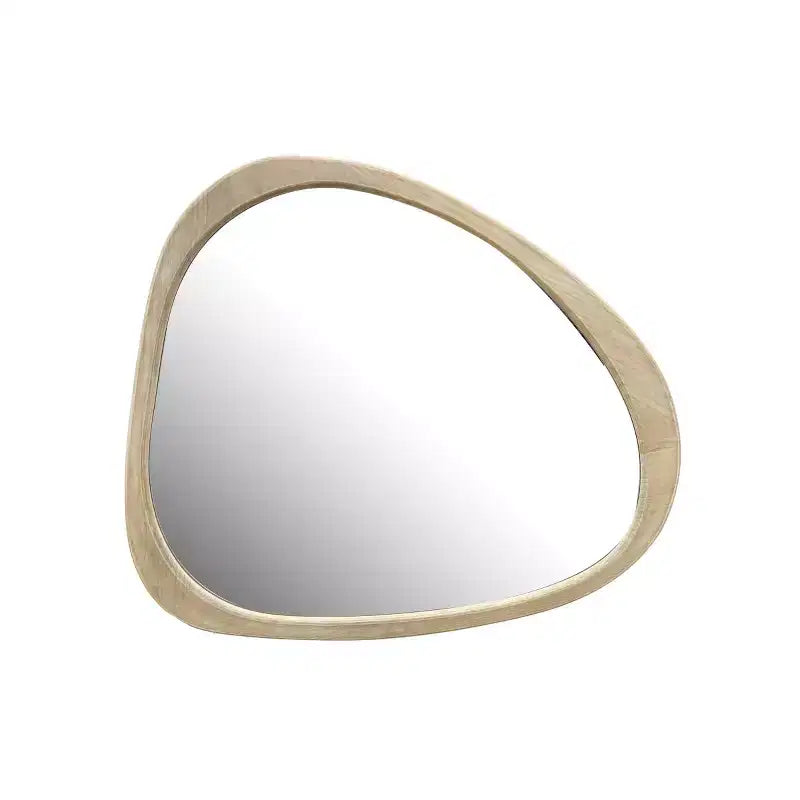 Miroir mural asymétrique en pin massif 45", grand miroir décoratif moderne en forme d'étang organique pour salon - Panipeachy