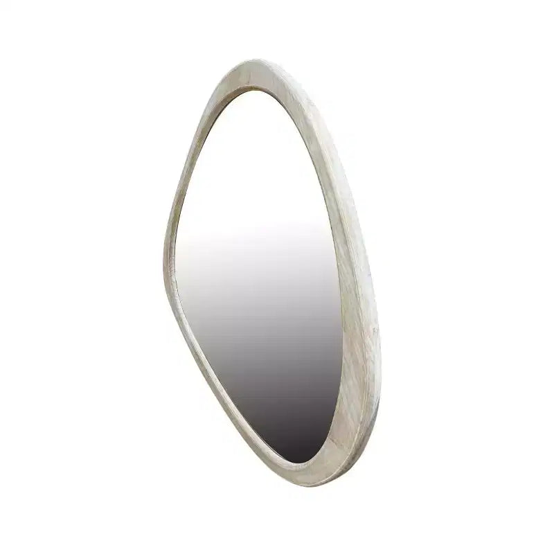 Miroir mural asymétrique en pin massif 45", grand miroir décoratif moderne en forme d'étang organique pour salon - Panipeachy