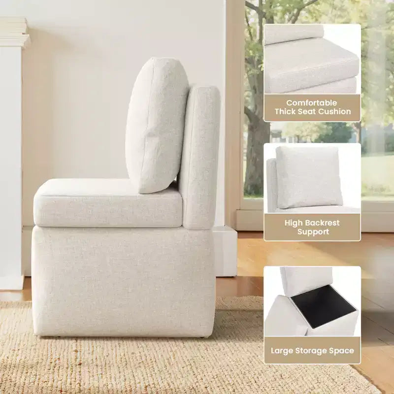 Fauteuil de rangement d'appoint moderne en velours côtelé Irena de GDFStudio avec coussins épais