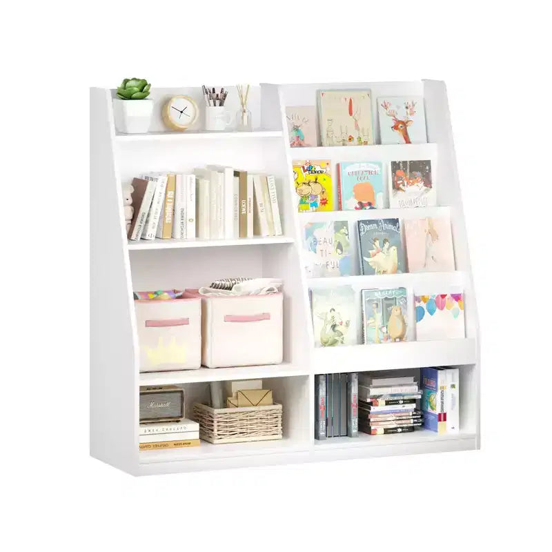 Étagère à livres et rangement de jouets pour enfants, étagère de présentation de livres en bois à 4 niveaux pour salle de jeux ou chambre d'enfant, blanche