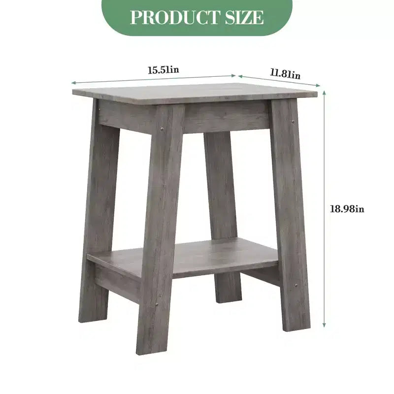 Table d'appoint à 2 niveaux avec étagère inférieure, table de chevet, petite table d'appoint carrée pour canapé, lit et entrée, style ferme et assemblage facile