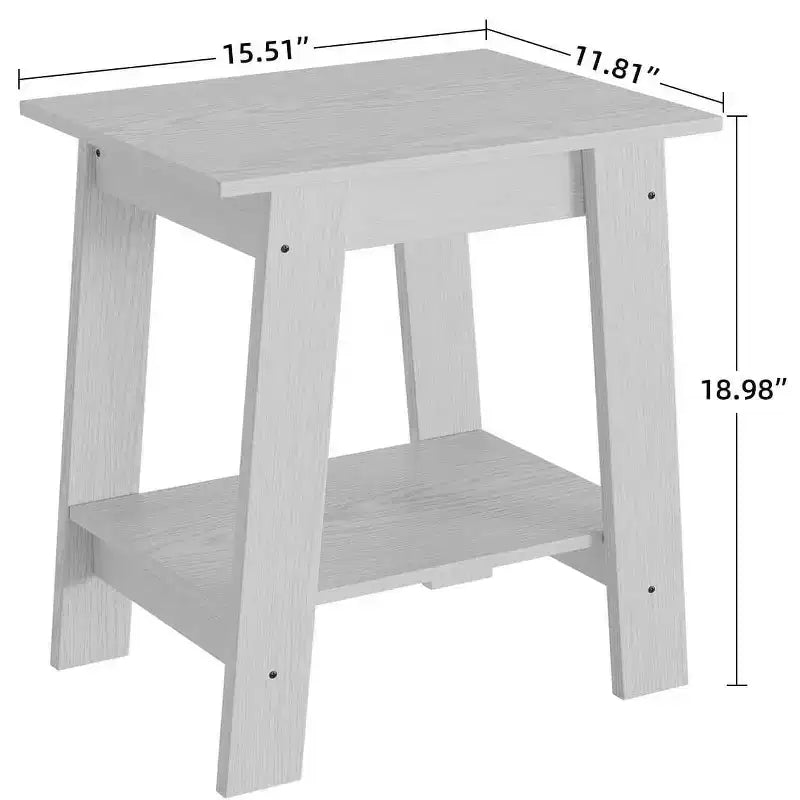 Table d'appoint à 2 niveaux avec étagère inférieure, table de chevet, petite table d'appoint carrée pour canapé, lit et entrée, style ferme et assemblage facile