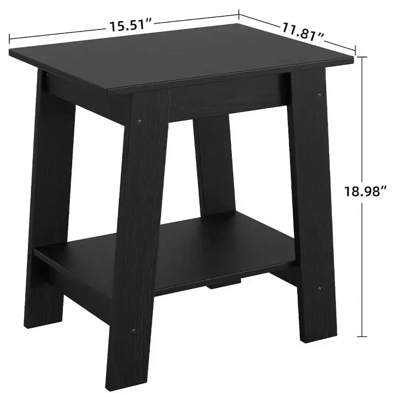 Table d'appoint à 2 niveaux avec étagère inférieure, table de chevet, petite table d'appoint carrée pour canapé, lit et entrée, style ferme et assemblage facile