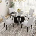 GDFStudio Jacobs 5-Piece Round Dining Table set with 43 Modern Dining Table and 4 Upholstered Chairs