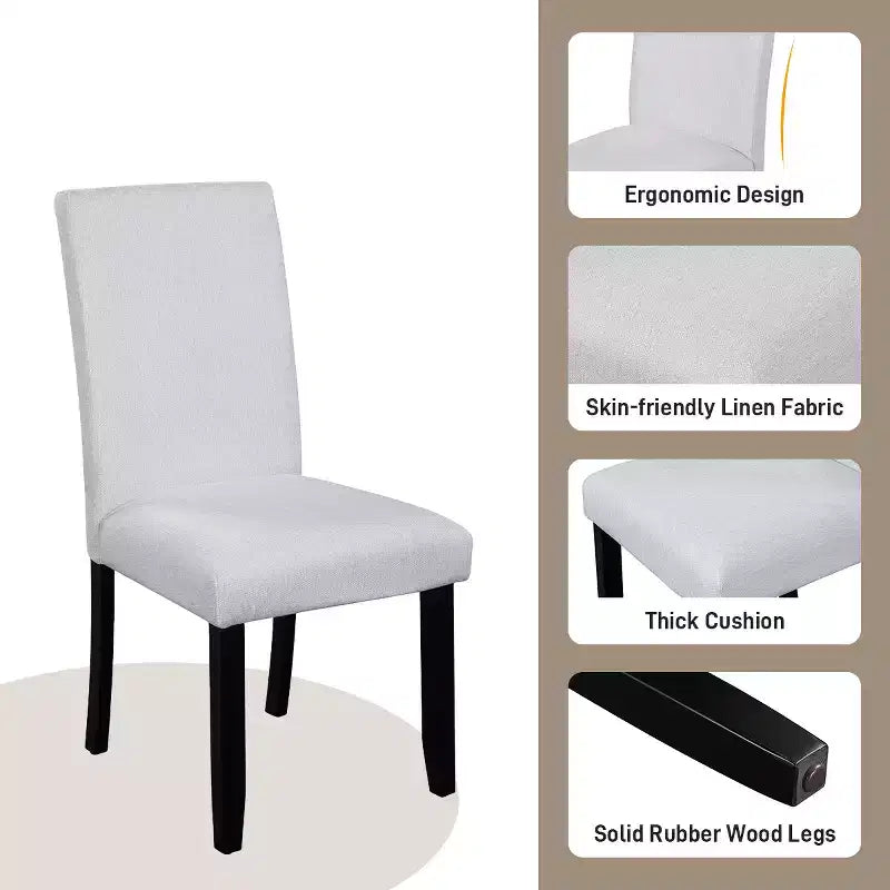 Ensemble de salle à manger rond 5 pièces GDFStudio Jacobs avec table à manger moderne de 43 po et 4 chaises rembourrées