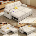 MooxvMoo 73 Queen Size Loveseat Sleeper Sofa w/ Pull Out Bed, Pockets and USB, Modern 2 Seater Convertible Small Couch for Living Room, Beige