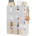 Detachable 8-Tier Shoe Rack, 32-Pair Expandable Organizer with Door for Entryway & Bedroom, Black